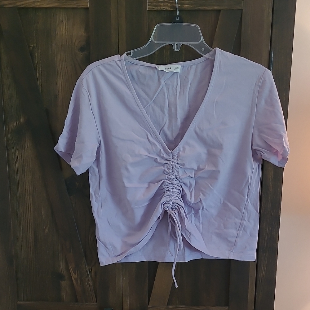 Purple Ruched Crop Blouse